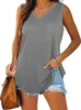 ASKSA Chemisier femme col V sans manches T-shirt uni été Voir les images du produit 3
