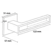 A technical drawing of a door handle with dimensions indicated. Produktbild-Vorschau