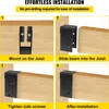 A four-panel instructional image showing how to install a concealed beam bracket. Podgląd zdjęcia produktu