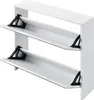 A white shoe cabinet with two flip-down doors, shown from a diagonal angle. Anteprima dell’immagine prodotto