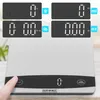 A digital kitchen scale with multiple display screens showing different units of measurement. Produktbild-Vorschau