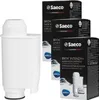 A white water filter cartridge is shown in the foreground, with three boxes of Saeco Intenza+ water filter cartridges from BRITA in the background. Produktbild-Vorschau