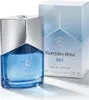 A bottle of Mercedes-Benz Sea Eau de Parfum for men and its packaging. Anteprima dell’immagine prodotto