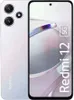 A white smartphone is shown from the front and back, with the screen displaying marketing text. Produktbild-Vorschau