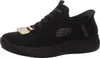 A black Skechers shoe is shown from the side against a white background. Voir les images du produit