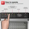 Close-up of an oven's control panel with a hand touching a button. Náhľad obrázku produktu