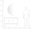 A diagram showing the dimensions of a bathroom mirror and cabinet, with a silhouette of a person for scale. Produktbild-Vorschau