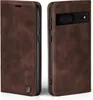 A brown flip-style phone case for a Google Pixel 7, shown from two angles. Produktbild-Vorschau