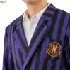 Nevermore Academy lila gestreifte Bluse Grö ß e S Náhľad obrázku produktu 3