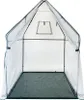 An empty greenhouse tent with a clear plastic cover and a dark green floor. Produktbild-Vorschau