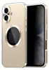 A gold-colored phone case with a circular cutout for the camera module and a larger circular cutout for MagSafe, shown next to a smartphone. Anteprima dell’immagine prodotto