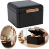 LS-LebenStil Vintage Brotkasten Schwarz 20cm Metall Retro Produktbild-Vorschau 1