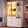 Merax Hochschrank mit LED und Glasvitrine, Standvitrine Produktbild-Vorschau 4