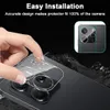 A hand is shown applying a clear camera lens protector to a smartphone. Produktbild-Vorschau