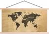 MuchoWow® Textilposter Weltkarte - Zitat - Grau 120x60 cm Produktbild-Vorschau 1