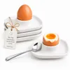 4er Set Eierbecher aus Keramik – Weiß, stapelbar & Produktbild-Vorschau 1