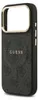 A black phone case with a gold trim and a repeating GUESS logo pattern. Anteprima dell’immagine prodotto