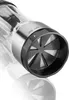 Close-up of the bottom of a clear and silver spice grinder with a black lid. Podgląd zdjęcia produktu