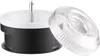 A kitchen appliance accessory set is shown against a white background. The set includes a black base with a clear top and a metal rod, and a separate clear lid with a textured rim. Náhľad obrázku produktu