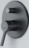 A close-up, studio shot of a black under-plaster shower mixer tap mounted on a light gray wall. Produktbild-Vorschau