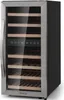 A freestanding Klarstein wine cooler with a glass door and multiple wooden shelves. Produktbild-Vorschau