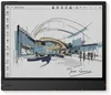 A digital drawing of an exhibition center on a tablet device. Produktbild-Vorschau