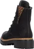 A black leather boot with a leopard print accent and a zipper. Voir les images du produit