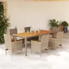 7-tlg. Garten-Essgruppe mit Kissen Beige Poly Rattan Akazie Produktbild-Vorschau 2