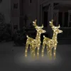 Two illuminated reindeer decorations stand in a snowy yard in front of a house. Anteprima dell’immagine prodotto