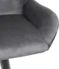 Close-up view of a dark gray velvet bar stool. Voir les images du produit