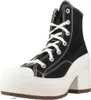 A black Converse Chuck 70 De Luxe Heel sneaker with white laces and a thick white platform sole, shown from a side-angle against a white background. Produktbild-Vorschau
