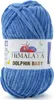 A ball of blue yarn with a label. Podgląd zdjęcia produktu