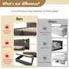 A comparison of 'Ours' vs 'Others' features for a bed, highlighting differences in structure, height, and storage. Produktbild-Vorschau