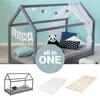 Homestyle4u Kinderbett 160x80 Hausbett Grau mit Matratze Produktbild-Vorschau 2