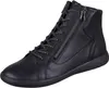 A black leather high-top sneaker with laces and a side zipper, shown against a white background. Anteprima dell’immagine prodotto