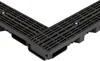 Two black plastic drainage channels forming an L-shape, shown from a slightly elevated angle against a white background. Anteprima dell’immagine prodotto