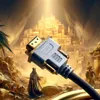 A close-up of an HDMI to VGA adapter in a fantastical, golden, ancient-themed setting with statues and a city in the background. Anteprima dell’immagine prodotto