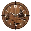 Wanduhr aus Holz mit Naturmotiv | Wenge-Walnuss Silberne Produktbild-Vorschau 1