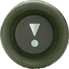 Close-up view of the end of a green cylindrical speaker, showing the JBL logo and controls. Produktbild-Vorschau