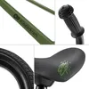 A collage of close-up images showing different parts of a green balance bike. Produktbild-Vorschau