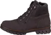 A side view of a single gray lace-up boot with a zipper. Produktbild-Vorschau