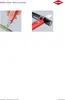 Two close-up images showing a hand using a red cable knife to cut wires, and a red cable knife being used to strip insulation from a thick cable. Anteprima dell’immagine prodotto