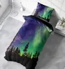 4 teilig Bettwäsche 135x200 cm Polarlichter Wald grün Produktbild-Vorschau 4