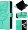 Galaxy Z Fold4 Hülle, Schmetterling Prägung Flip Leder Produktbild-Vorschau 1