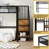 A loft bed with stairs and storage, shown with decorative pillows and a blanket. Anteprima dell’immagine prodotto