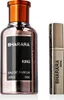 Two bottles of perfume, one large and one small, are displayed against a white background. Voir les images du produit