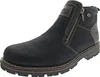 A black winter boot with brown accents and a zipper. Anteprima dell’immagine prodotto