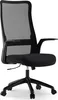 A black office chair with a mesh back and padded seat is shown against a white background. Podgląd zdjęcia produktu