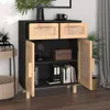 vidaXL Sideboard Schwarz 60x30x75cm Massivholz Kiefer und Produktbild-Vorschau 3