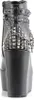 A back view of a black wedge boot with silver studs and chains. Produktbild-Vorschau